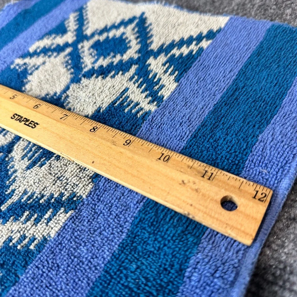 Vintage Fieldcrest wash cloth Smithsonian Institute design blue and white 12x12
